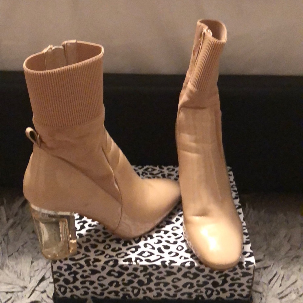 Cape Robbin Chunky Clear PVC Booties- Tan